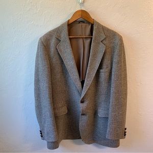 Vintage JC Penny Men Gray Tweed Wool Blazer Classic Styling Mens Shop Size 44